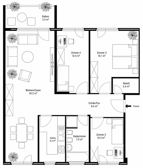 4.5-Zimmer Etagenwohnung an ruhiger Lage mit herrlichem Blick ins Grüne 9