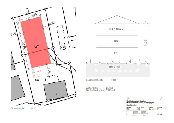 Attraktives Bauland ink. Wohnstock, mitten in Koppigen – Utzenstorfstrasse 4a und 6 1