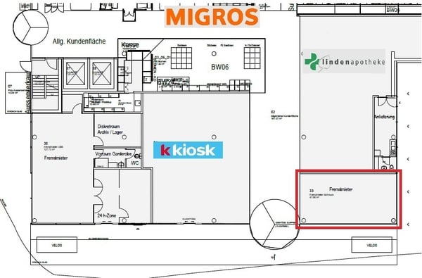 Attraktive Verkaufsfläche mit ca. 47m² in Migros Center 3