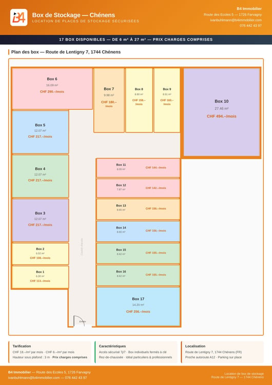 Chénens (FR) - Halles de stockage, box individuels et parking à louer, dès CHF 70.-/mois 10