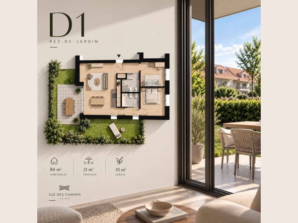 Nouvelle promotion : 3.5 pièces neuf avec jardin privatif et terrasse de 33 m²