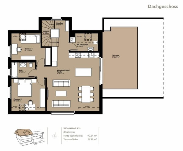 Neubau: Einzigartige 1.5-Zimmer Dachwohnung mit Terrasse 12