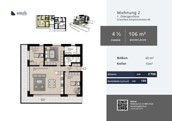 Moderne 1.5-Zi-Wohnung mit grosszgigem Balkon in Grenchen 2