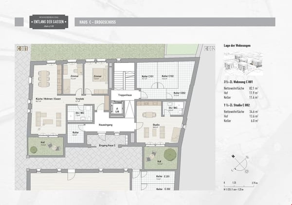 3,5-Zimmer EG-Wohnung mit extrahohen Räumen und privater Hof-Loggia 4
