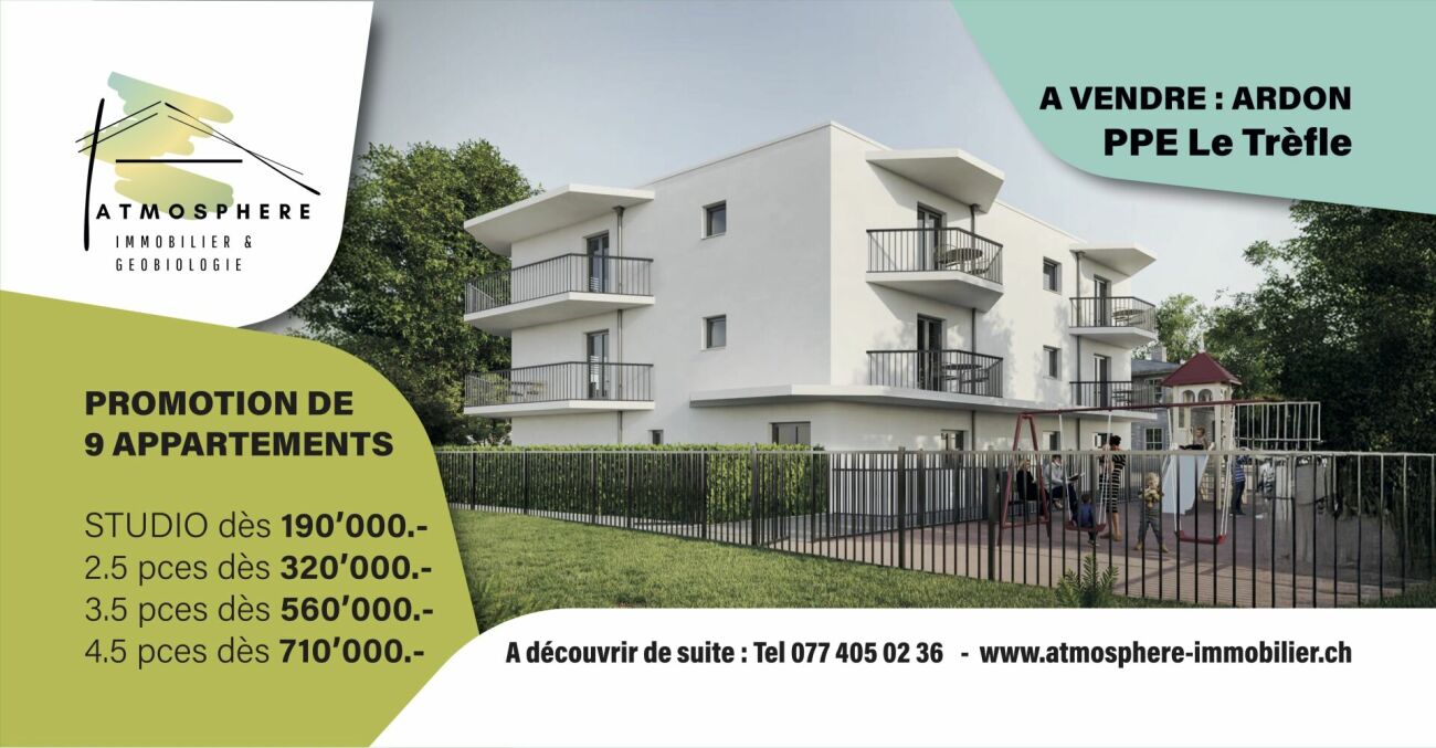 Ardon - Résidence Le Trèfle, 3.5 pces neuf au 1er étage