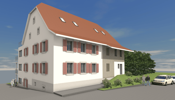 Kernsanierung mit Anbau ehemalige