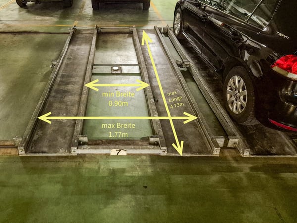 Tiefgaragenplatz im Stadtzentrum Winterthur für kleines Fahrzeug - max 1.77m breit - max 4.73m lang 4
