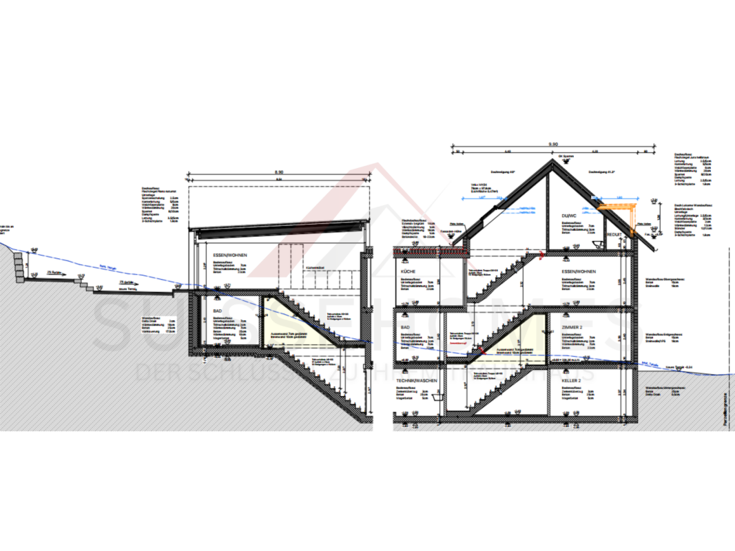 Progetto di casa a due famiglie pronto per la realizzazione con permesso di costruire su un terreno di 350 m² a Duggingen