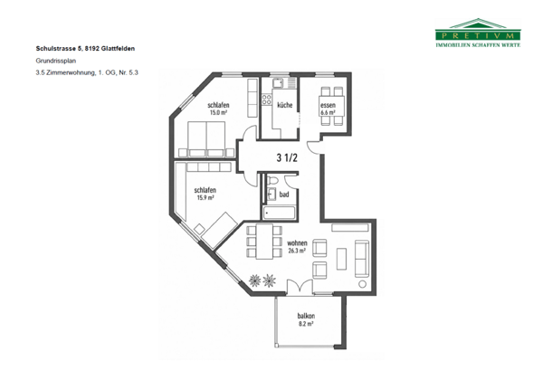 Geräumige 3.5 Zimmer-Wohnung zu vermieten 10