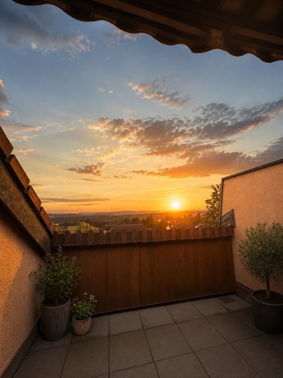 Wohnen über den Dächern Terrasse mit spektakulärer Abendstimmung 9