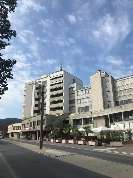 über den Dächern von der Stadt Laufen 1