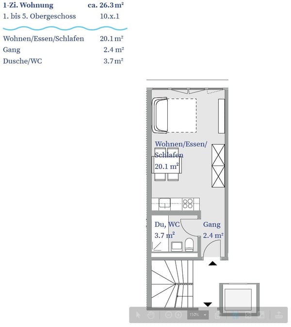 Moderne 1 Zimmer-Wohnung direkt am Rhein 6