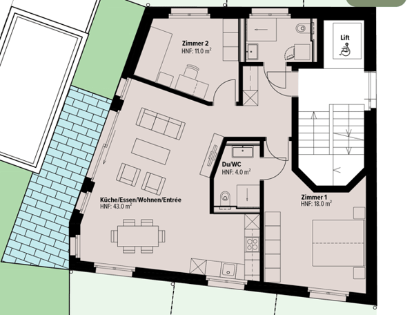 Gartenwohnung mit privatem Gartenanteil an ruhiger Wohnlage 2