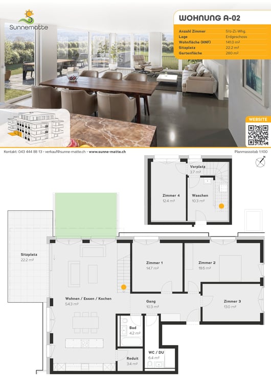 Moderne 4.5-Zimmer-Wohnung mit 150 m2 Gartenanteil 3