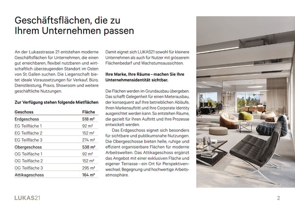 Geschäftsflächen 92m2 bis 518m2 - machen Sie Ihre Unternehmensidentität sichtbar. 2