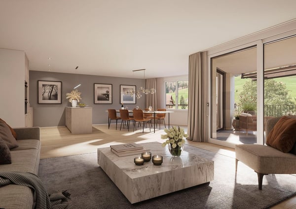 Moderne 1.5-Zimmer-Neubau-Wohnung mit grossem Gartensitzplatz in Sattel 2