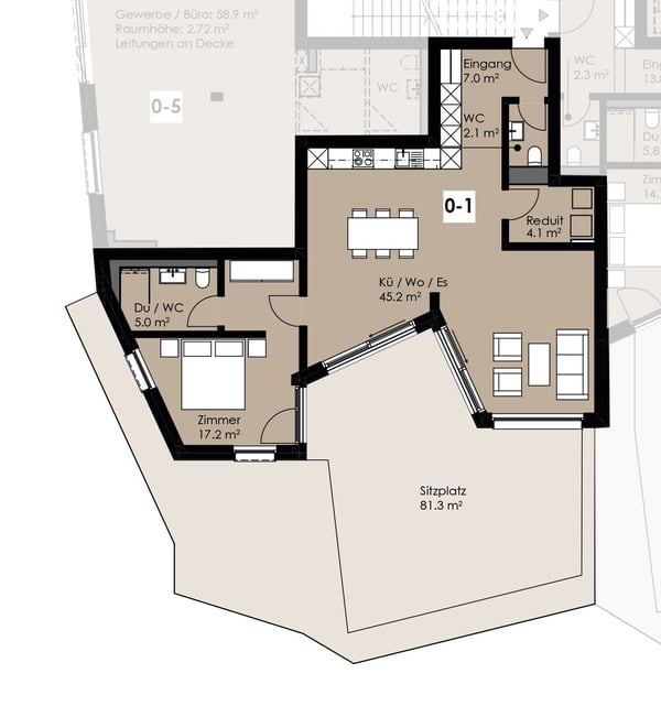 Moderne 1.5-Zimmer-Neubau-Wohnung mit grossem Gartensitzplatz in Sattel 5
