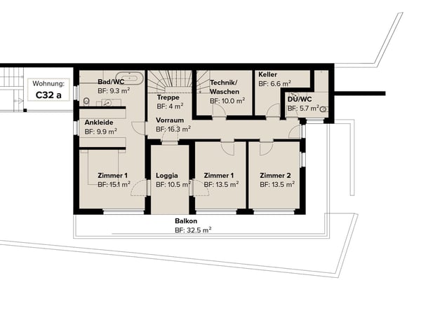 Exklusive 5.5 Zi-Maisonettewohnung in Zweifamilienhaus ( auch als Zweifamilienhaus erwerbbar ) 9