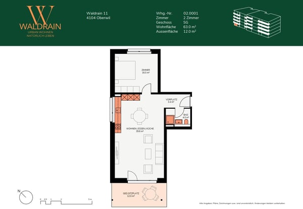 2 Zimmerwohnung in Oberwil - Urban wohnen, natürlich leben 4