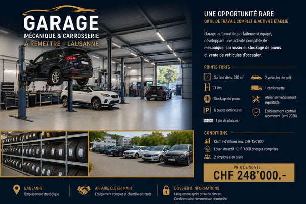 Garage automobile clé en main à Lausanne centre – Opportunité rare 1