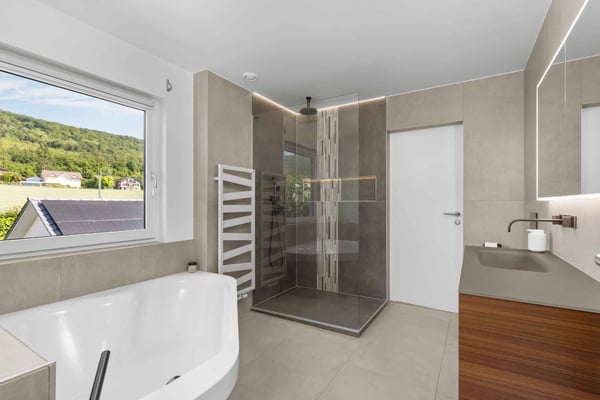 Villa moderne avec piscine et vue sur le lac, les Alpes et le Jura 10