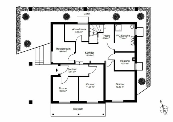 Freistehendes Einfamilienhaus mit Umschwung 30
