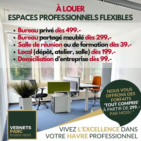 Magnifiques locaux tout inclus dès 600.- 2