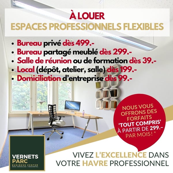 Magnifiques locaux tout inclus dès 499.- 1