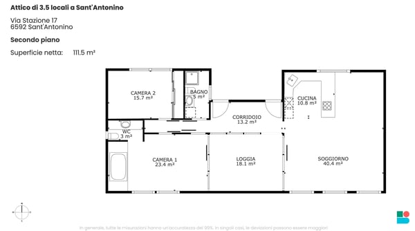 Attico di 3.5 locali con loggia coperta a Sant'Antonino 9