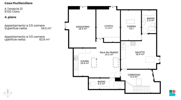 Condominio con 5 appartamenti e bella vista a Claro 10