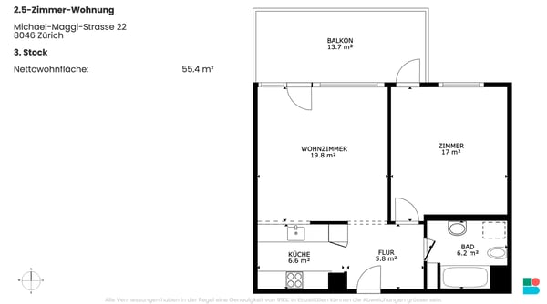 Schöne 2.5 Zimmer-Wohnung in Zürich 9