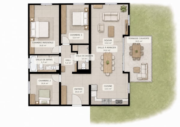 Appartement lumineux de 4.5 pièces avec jardin à Léchelles 14