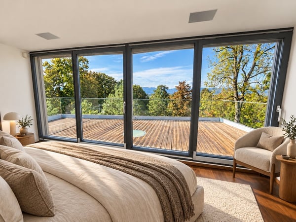 Anières — Villa de standing avec jardin et terrasse en toiture, vue lac 5