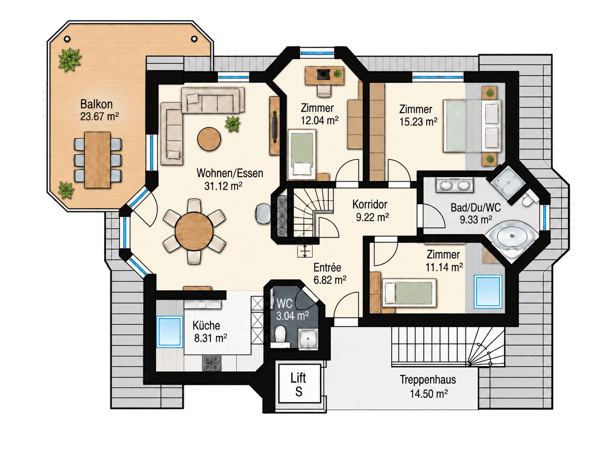 Exklusive 5.5-Zimmer-Maisonettewohnung mit Galerie und grossem Balkon 12