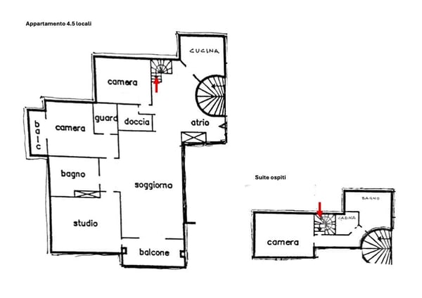 Panoramic apartment on two levels with independent guest suite in Lugano Castagnola 11