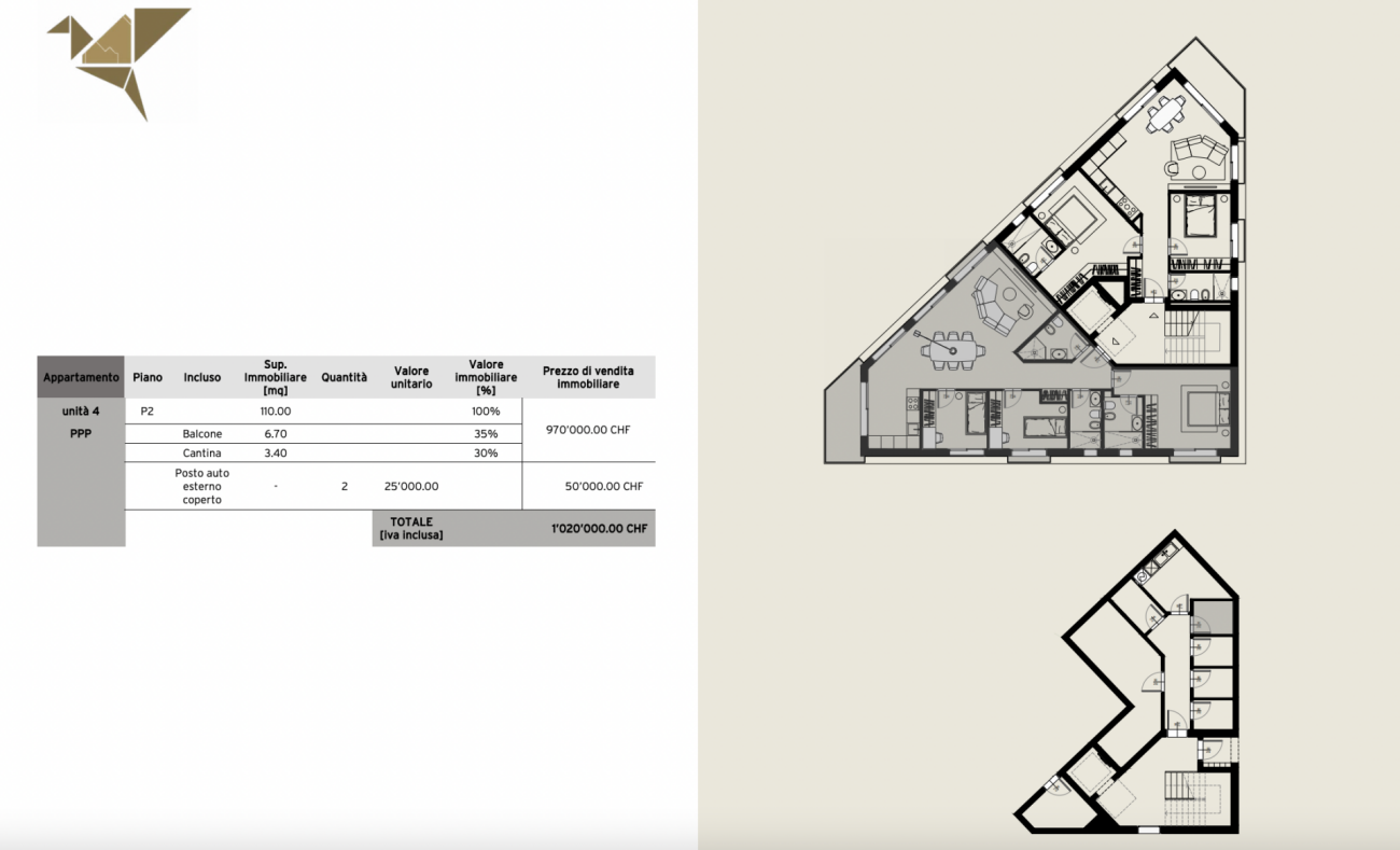 ORIGLIO · RESIDENZA ORIGAMI · ELEGANT DESIGN 4.5-ROOM APARTMENT