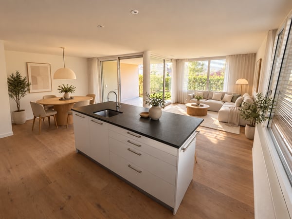 Moderne 3.5-Zimmer-Gartenwohnung in Frick – 100 m² Wohnkomfort mit gedecktem Sitzplatz