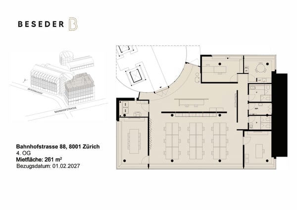 First-Class-Büro an der Bahnhofstrasse in Zürich 10