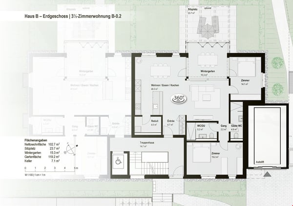 Jetzt fertiggestellt : Top-3,5-Zimmer-Wohnung mit privatem Garten ! B02 9