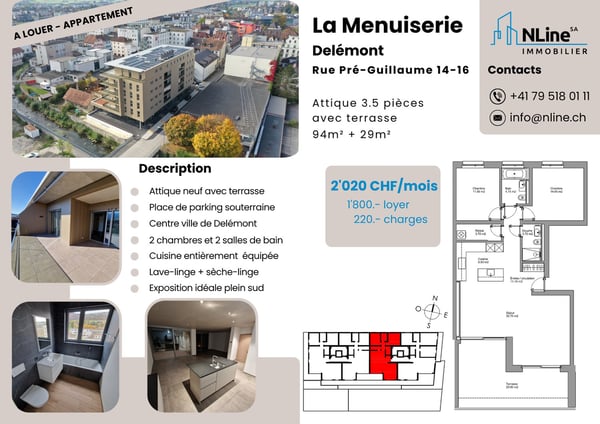 Superbe attique neuf 3.5 pièces avec grande terrasse – Delémont centre 12
