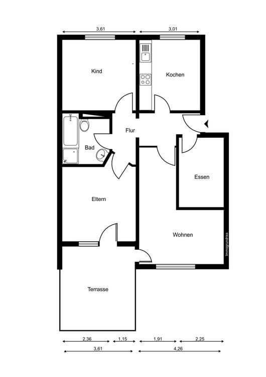 IMMORath.de - Gepflegte 3,5-Zimmer-Wohnung mit Garten und moderner Hei 11