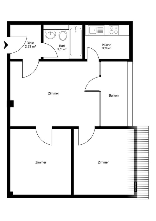 IMMORath.de - Bezugsfreie Wohnung im Zentrum mit Balkon 11