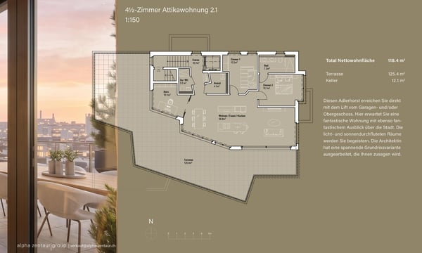 4.5 Zimmerwohnung 2.1 | Residenz Zentaur, Aarau 5