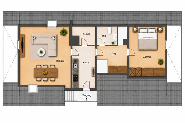 2- Zimmer-Dachwohnung zu vermieten