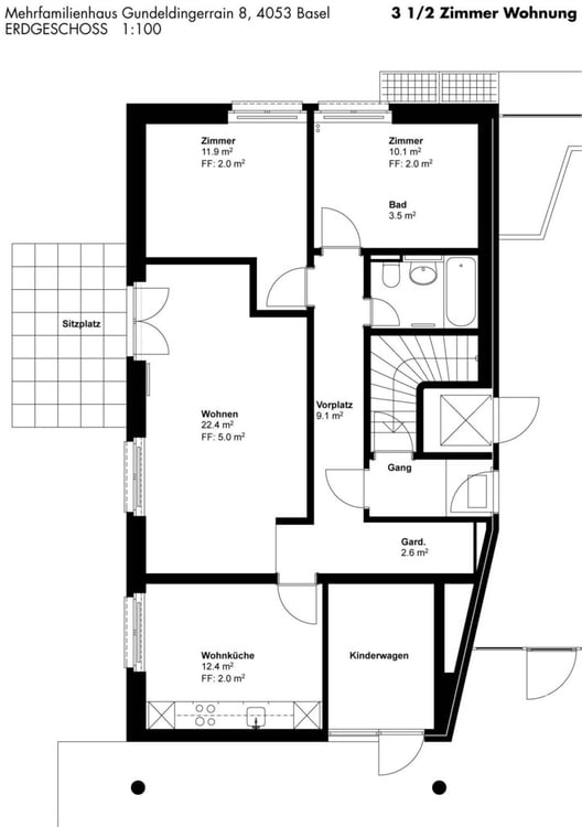 3,5 Zimmerwohnung in Gundeli 5
