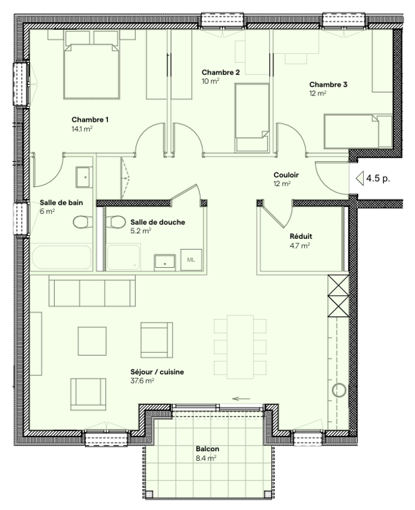 Appartement neuf de 4.5 pièces à St-Aubin FR – Accessible et lumineux 9