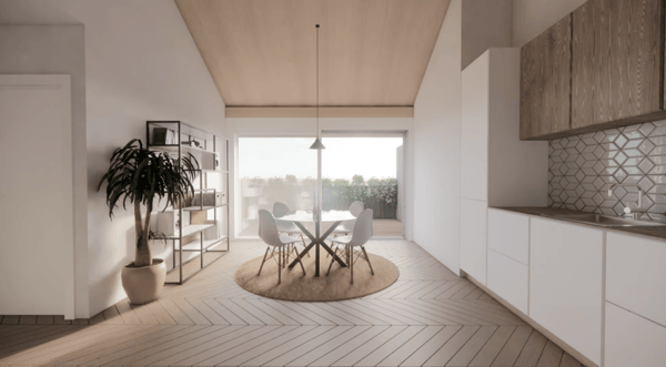 Appartement en attique neuf de 3.5 pièces avec terrasse à St-Aubin FR