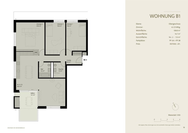 B1: Familienfreundliche 4.5-Zimmer-Neubauwohnung mit Balkon in Scheuren 8