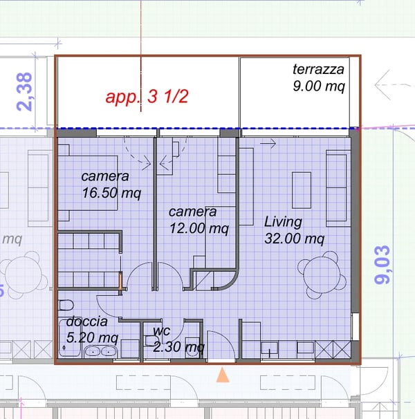 Moderno appartamento 3½ locali con terrazza e vista sulle montagne A04 8