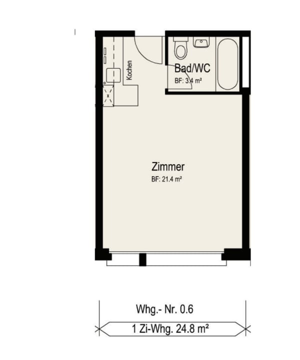 1-Zimmerwohnung an zentraler Lage! Befristet bis 31.03.2027 7